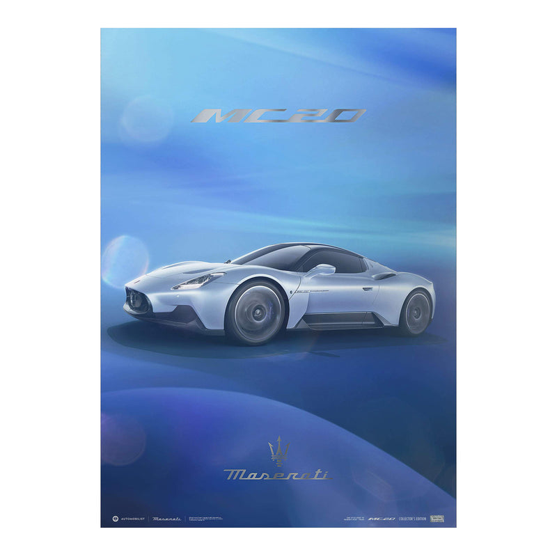 Design Poster MC20 Front View Blue - Collector's Edition