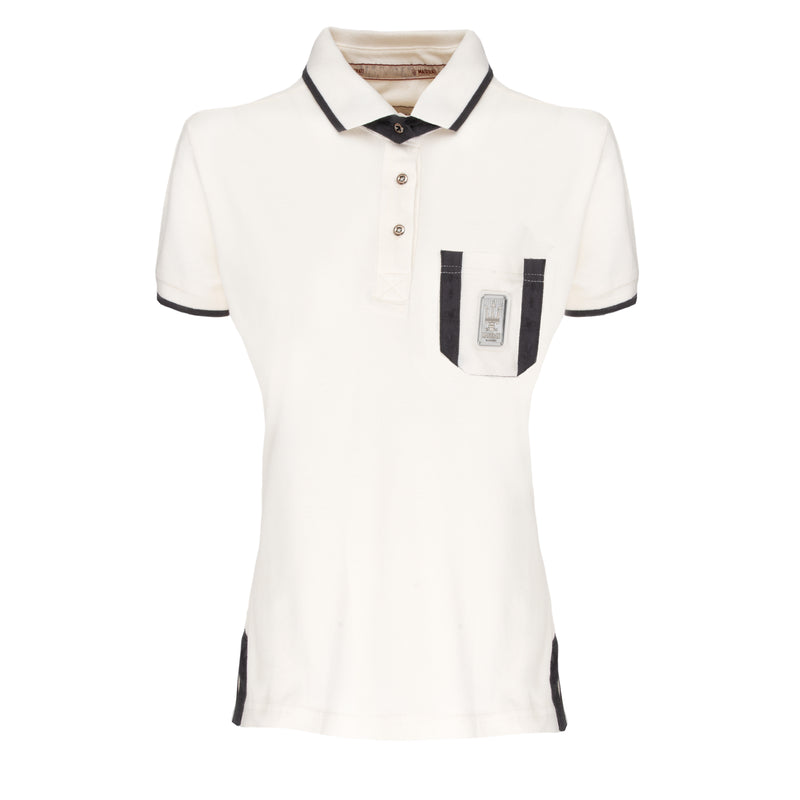 WOMENâ€™S POLO SHIRT WITH SMALL POCKET, WHITE