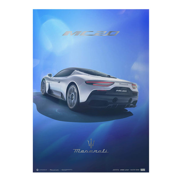 Design Poster MC20 Rear View Blue - Collector's Edition