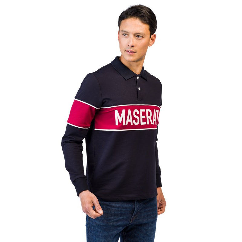 Men's long-sleeved Polo Blue and Red