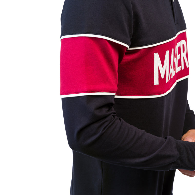 Men's long-sleeved Polo Blue and Red