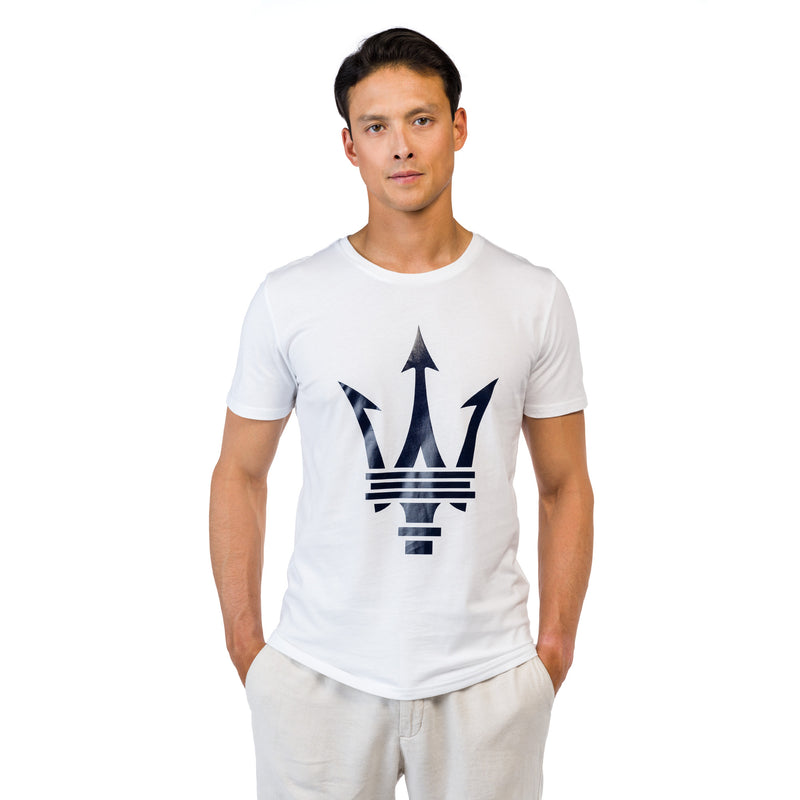 White Unisex T-Shirt with Maxi Maserati Trident